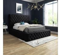 Cambridge Upholstered Soft Touch Black Velvet Bed Frame DS Living Black Small Double