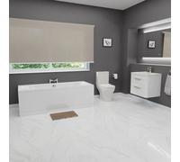 Cambridge Vanity and 1700mm Straight Double Ended Bathroom Suite | Gloss White | 600mm