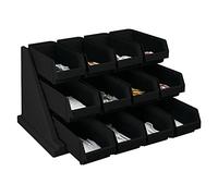 Cambro 12RS12110 Black Versa Self Serve Condiment Bin Stand Set with 3-Tier Stand and 12" Condiment Bins Case of 1