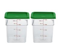 Cambro 4 Qt Food Storage Containers with Green Lid - Set of 2 in Clear for Industrial and Kitchen Use, Pantry Organization, Baking Ingredients and Sous Vide