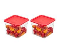Cambro Food Storage Container with Lid (2 Pack) - Classic Square Series with Red Lid - 6 Quart (Quart) - Commercial Grade for Food Prep