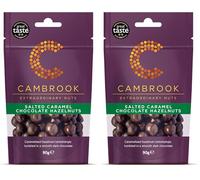 Cambrook Salted Caramel Dark Chocolate Hazelnuts, 90g Bag (Pack of 2)