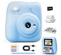 CAMCLID Kids Camera Instant Print, 1080P Instant Camera for Kids with 32G Card & 3 Rolls Print Paper, Childrens Toy Christmas Birthday Gifts for 3-12 Year Olds Girls Boys (Blue)