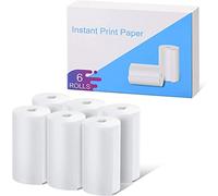 CAMCLID Kids Instant Camera Refill Print Paper, 6 Rolls White Thermal Paper Receipt Paper, Inkless Design Special for Kids, Compatible with Most Kids Instant Camera