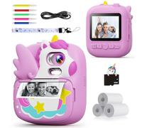 CAMCLID Kids Camera Instant Print, 2.4’‘ Instant Camera for Kids with 32G Card & Print Photo Paper, 1080P HD Video Toddler Camera, Christmas Birthday Gifts for Boys Girls Age 3-12(Purple)
