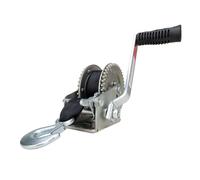 Camco 2000lb Boat Trailer Winch - Manual Hand Crank Boat Winch Features 20-Foot Strap & 2-Way Ratchet - 2,000lb Weight Capacity - Boat Trailer Accessories (50000)