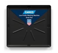 Camco 20784 Low Profile Washing Machine Drain Pan with PVC Fitting, 30 ½-Inch x 34 ½-Inch, Graphite - Protects Your Floors from Washing Machine Leaks - Easy to Use