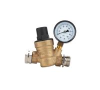 Camco Adjustable RV/Marine Brass Water Pressure Regulator | Help Stop Damage to RV/Marine Appliances, Plumbing Fixtures, and Hoses | Features Standard Garden Hose Threads for Simple Hookup | (40058)