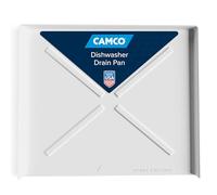 Camco Camper/RV Dishwasher Drain Pan | Features a Heavy-Duty Polymer Construction | Designed for Water to Flow toward the Front of the Dishwasher | Outer Measurements 24-inches x 20.5-inches (20600)