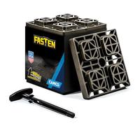 Camco FasTen 2x2 Leveling Block For Single Tires, Interlocking Design Allows Stacking To Desired Height, Includes Secure T-Handle Carrying System, Brown (Pack of 10)