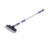 Camco Flow-Through Wash Brush with Push Button Telescoping Handle - Connect to Standard Water Hose to Clean Your Vehicle | Great for RV, Truck Boat and Car Washing - (41960)