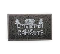 Camco Life is Better at the Campsite Scrub Mat - 26.5" by 15" - Non-Slip Backing - Gray/White - 53200