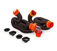 Camco RhinoFLEX 20-Ft Camper/RV Sewer Hose Kit - Features Clear Elbow Fitting w/Removable 4-in-1 Adapter - Connects to 3” Slip or 3”/3.5”/4” NPT Threaded Sewer Connection (39741)