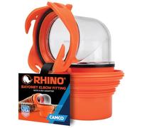 Camco RhinoFlex Clear RV Sewer Hose Elbow with 4-in-1 Adapter - Features a 360-Degree Fitting Rotation and Built-in Gasket for Odor-Tight Protection - Fits 4 Sizes of Dump Station Inlets (39736)
