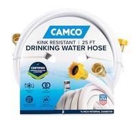 Camco TastePURE 25-Ft Water Hose - RV Drinking Water Hose Contains No Lead, No BPA & No Phthalate - Features Diamond-Hatch Reinforced PVC Design - 5/8” Inside Diameter, Made in the USA (22783)