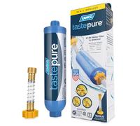 Camco RV Inline Water Filter TastePURE – GAC & KDF, Flexible Hose Protector, Made in USA (40043)