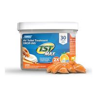Camco TST MAX Camper/RV Toilet Treatment Drop-INs - Control Unwanted Odors & Break Down Waste and Tissue - Safe Septic Tank Treatment - Orange Scent, 30-Pack (41183)