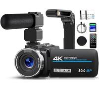 Camcorder Video Camera 4K Ultra HD 80MP IR Night Vision Camera 18X Digital Zoom 3.0 IPS Screen Video Recorder Vlogging Camera for YouTube with 32GB SD Card, 2 Batteries, Remote Control, and Stabilizer