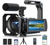 Camcorder Video Camera 5K, 56MP WiFi Vlogging Camera for YouTube with 16X Digital Zoom 3” Touchscreen IR Night Vision Video Recorder Cameras with 2 Batteries,64GB Card,Remote,Mic,Lens Hood,Tripod