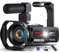 Camcorder Video Camera 8K 64MP, IR Night Vision Vlogging Camera, 18X Digital Zoom WiFi Camera for YouTube 3.0'' Touch Screen Camcorder with 32GB SD Card, 2 Batteries,Remote Control, Mic and Stabilizer