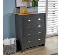 Camden 4 Drawer Chest Bedroom Storage Unit Home Source Dark Grey One Size