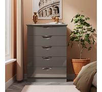 Camden 5 Drawer Chest in Grey Gloss & Dusk Grey - Ready Assembled - Lewis's Home | TJ Hughes