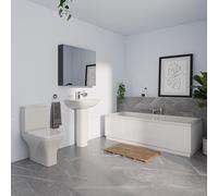 Camden Basin and 1700mm Straight Double Ended Bathroom Suite including Taps and Wastes | White | ABS Polished Chrome | 545mm