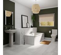 Camden Basin and 1700mm Straight Double Ended Bathroom Suite | White | ABS Polished Chrome | 545mm