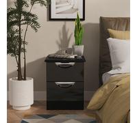 Camden Bedside Cabinet - 2 Drawer - Black Gloss