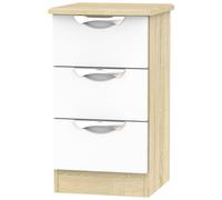 Camden Bedside Cabinet - 3 Drawer - White Gloss and Oak