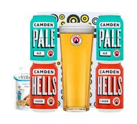 Camden British Craft Beer Gift Set Box with Kenneth Glass - Pale Ale, Lager (4 Pack)