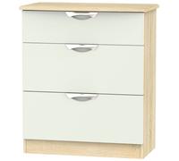 Camden Chest - 3 Drawer - Deep - Gloss Cashmere and Oak