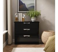 Camden Chest - 3 Drawer - Small - Black Gloss