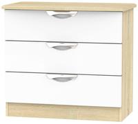 Camden Chest - 3 Drawer - Small - White Gloss and Oak