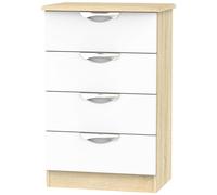 Camden Chest - 4 Drawer - Midi - White Gloss and Oak