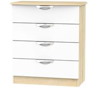 Camden Chest - 4 Drawer - White Gloss and Oak