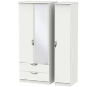 Camden Combi Wardrobe - 3 Door - 1 Mirror and LHF 2 Drawers - Grey