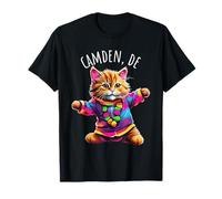 Camden Delaware USA Fun Cute Colorful Dancing Cat Design T-Shirt