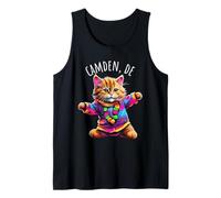 Camden Delaware USA Fun Cute Colorful Dancing Cat Design Tank Top
