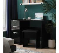 Camden Desk - 3 Drawer - Black Gloss