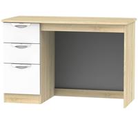 Camden Desk - 3 Drawer - White Gloss and Oak