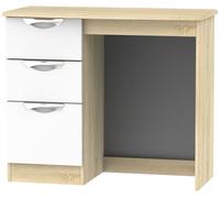 Camden Dressing Table - 3 Drawer - Single - White Gloss and Oak