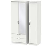 Camden Grey 3 Door Tall Combi Wardrobe - 1 Mirror and LHF 2 Drawers