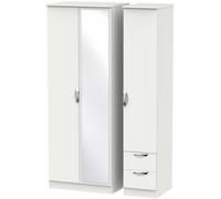 Camden Grey 3 Door Tall Combi Wardrobe - 1 Mirror and RHF 2 Drawers