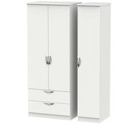 Camden Grey 3 Door Triple Wardrobe - LHF 2 Drawers