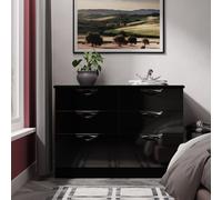 Camden Large Chest of Drawers Black 6 Drawers 112cm