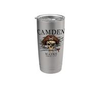 Camden Maine Pirate Skull Since 1769 Black Stainless Steel Insulated Tumbler