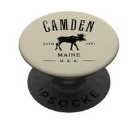 Camden Maine USA with Moose Distressed Design Souvenir PopSockets Adhesive PopGrip