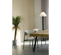 Camden Natural Linen Effect Dining Chair - Black Metal Frame