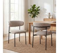 Camden Oatmeal Tweed Effect Dining Chair - Black Metal Frame